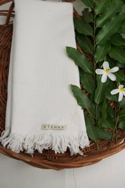 Honeycomb weave Cotton Bath Towel White