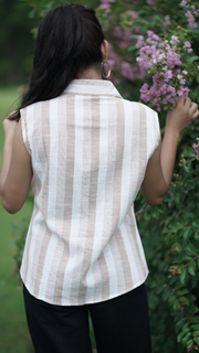 Cut sleeves Etehas cotton shirt for women perfect for summer, sustainable, eco friendly and ethically made. 