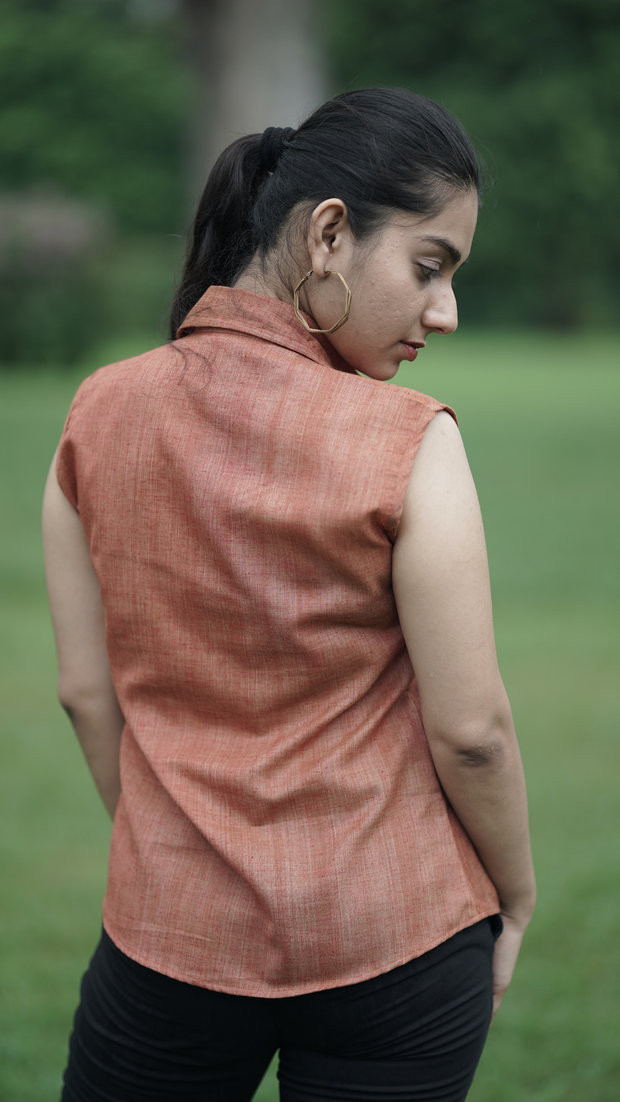 Etehas sustainable pure cotton orange shirt for women  