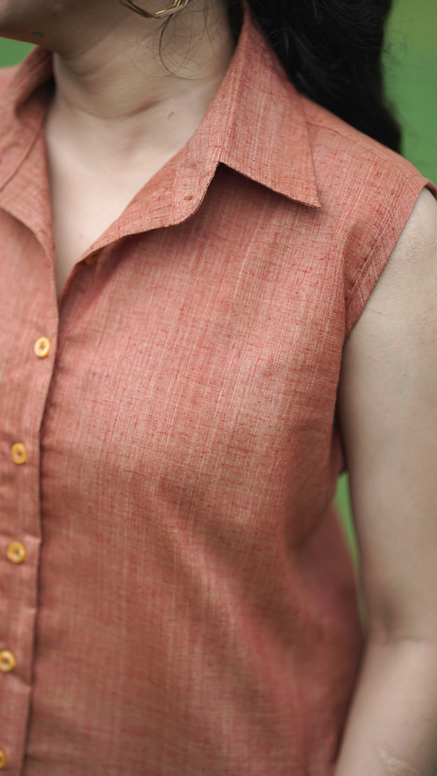 Etehas sustainable pure cotton orange shirt for women  