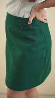 Etehas Woolen Women Skirt Solid Green