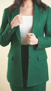 Recycled Wool  Blazer Solid Green