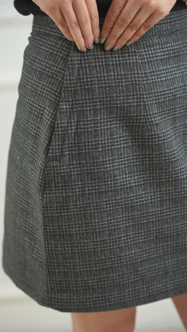 Woolen Coord Set Check Grey & Black
