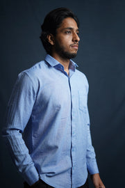 Etehas pure cotton shirt handcrafted in India sky blue colour