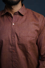 Etehas organic cotton silk shirt  brown