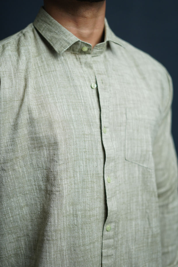 etehas pure cotton shirt sustainably handcrafted in India in spring green colour