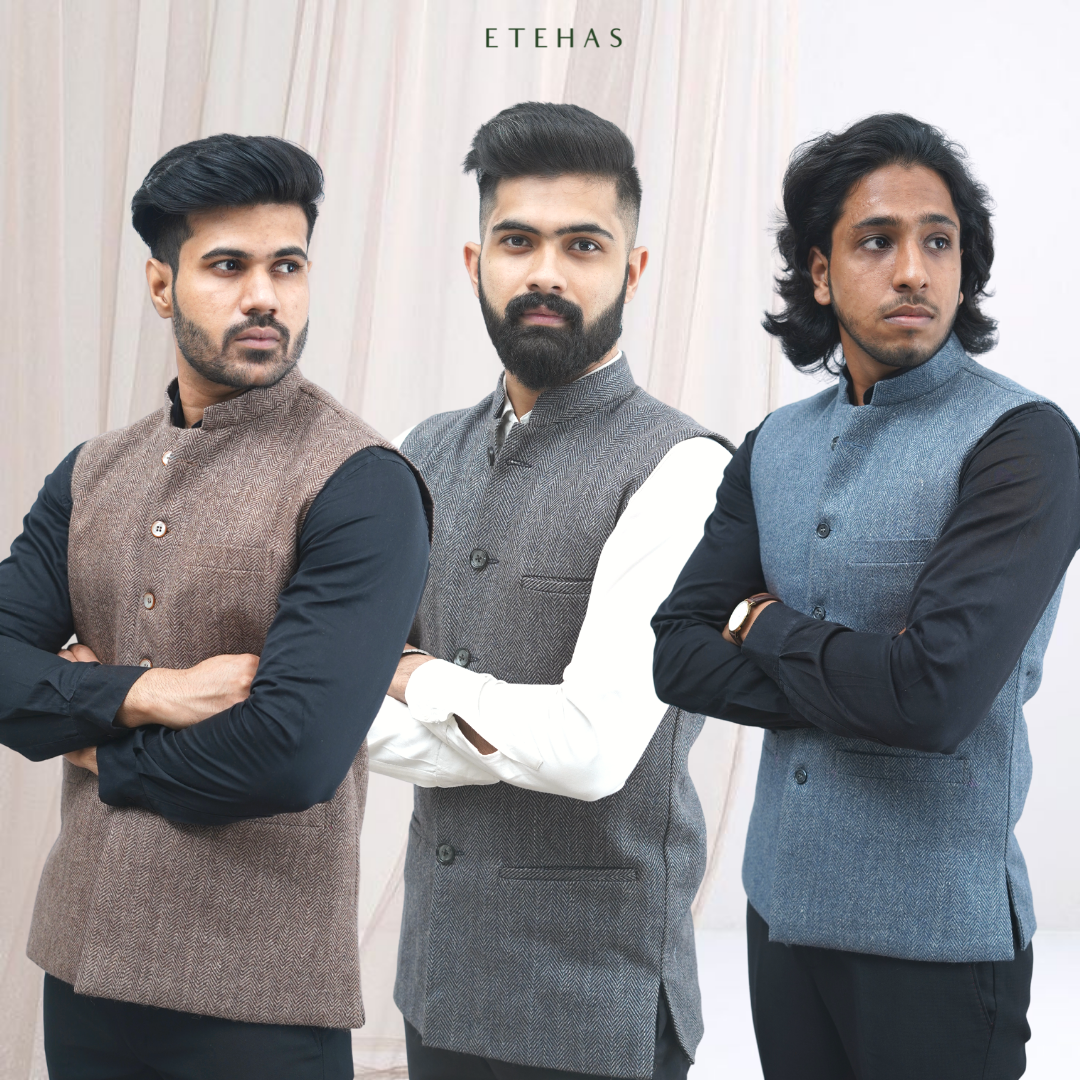 Men Black Solid Kurta Pyjama with Black Embroidered Nehru Jacket – Jompers