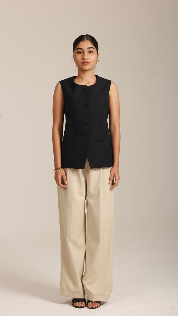 Vintage Blue Closed Neck Waistcoat