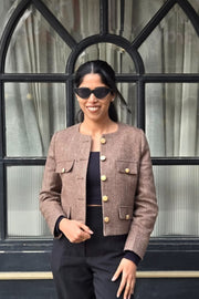 Women Tweed Jacket Mocha Mousse