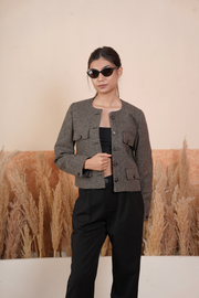 Women Tweed Jacket Brown