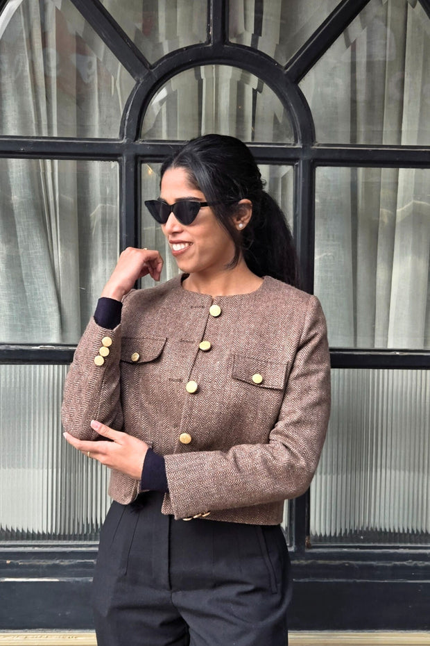 Women Tweed Jacket Mocha Mousse