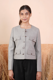 Women Tweed Jacket Grey