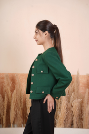 Women Tweed Jacket Green