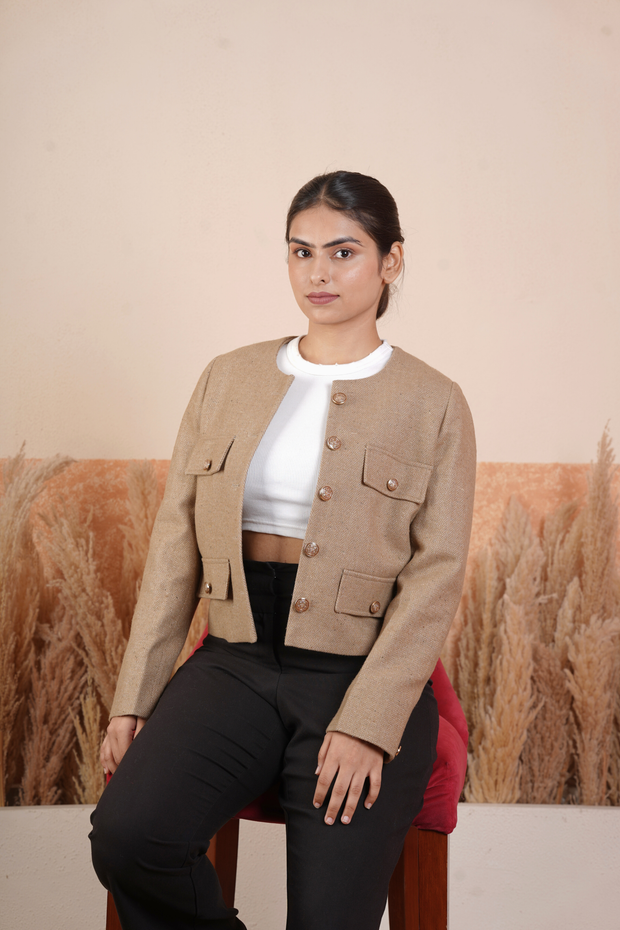 Women Tweed Jacket Beige