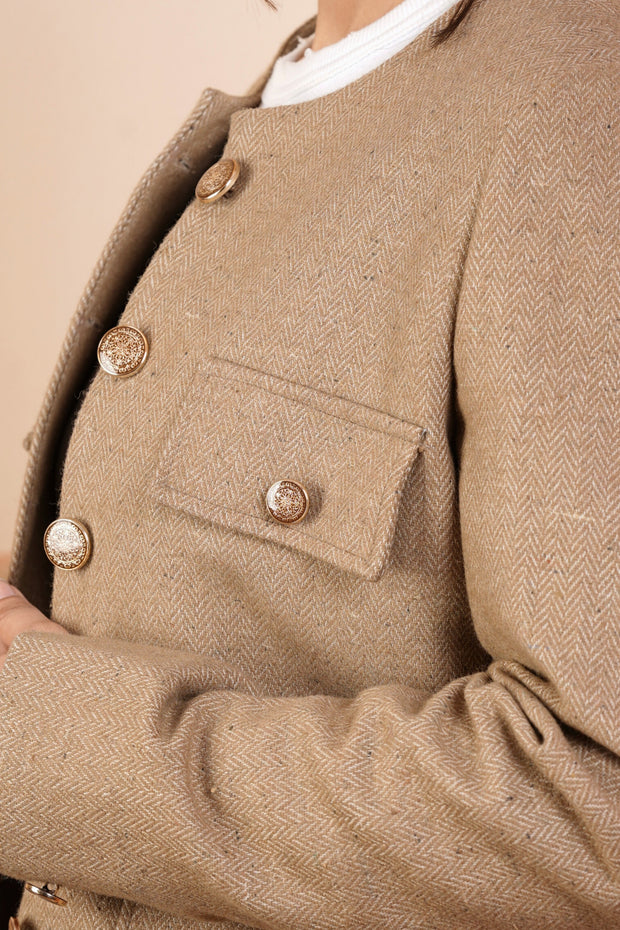 Women Tweed Jacket Beige