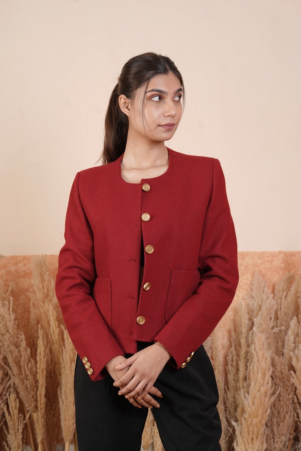 Women Tweed Jacket Red