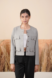 Women Tweed Jacket Grey