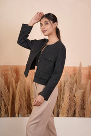 Women Tweed Jacket Black