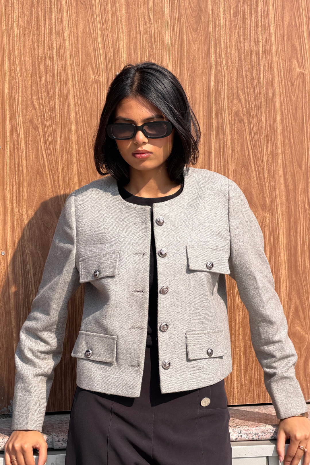 Women Tweed Jacket Grey – Etehas