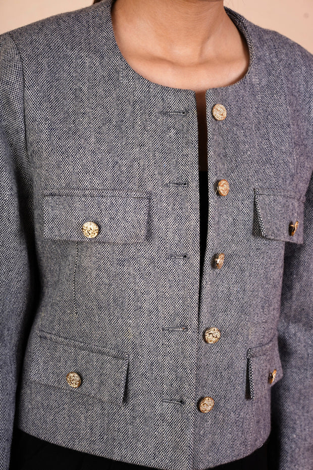 Women Tweed Jacket Blue