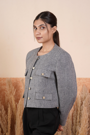 Women Tweed Jacket Blue