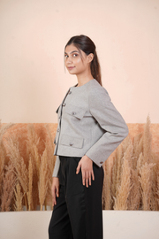 Women Tweed Jacket Grey